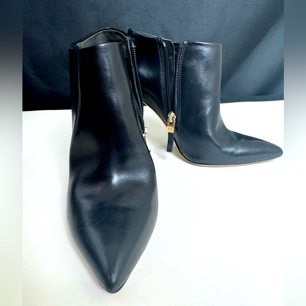 Marciano Guess Stiletto Heel Black Booties Soft Leather Size 6 36 Gold Trim